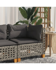 Canapé d'angle de jardin avec coussins gris résine tressée | Mobilier & Déco
