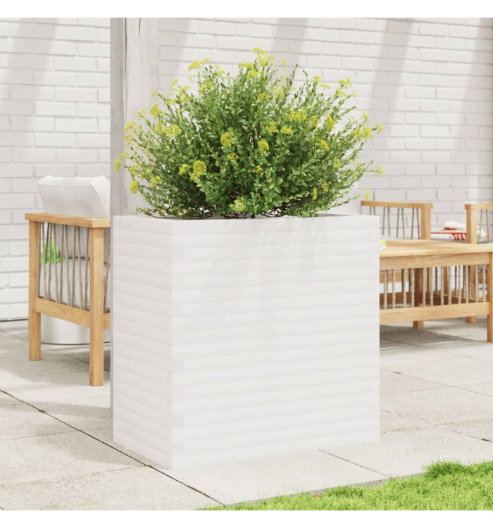 Jardinière blanc 70x40x68,5 cm bois de pin massif | Mobilier & Déco