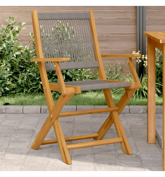 Chaises de jardin lot de 2 gris bois d'acacia et polypropylène | Mobilier & Déco