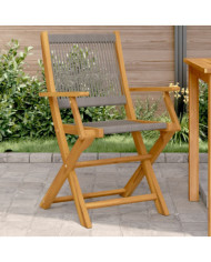 Chaises de jardin lot de 2 gris bois d'acacia et polypropylène | Mobilier & Déco