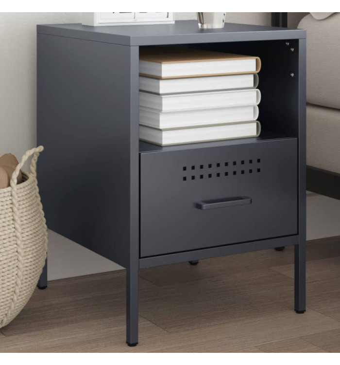 Table de chevet anthracite 36x39x50,5 cm acier | Mobilier & Déco
