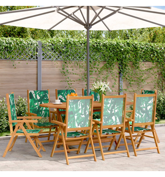 Chaises inclinables de jardin lot de 8 vert tissu bois massif | Mobilier & Déco