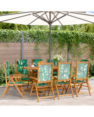 Chaises inclinables de jardin lot de 8 vert tissu bois massif | Mobilier & Déco