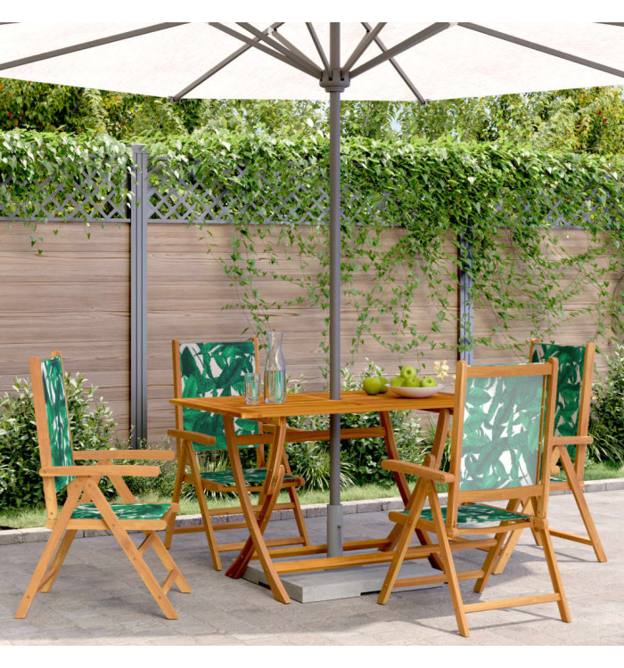 Chaises inclinables de jardin lot de 4 vert tissu bois massif | Mobilier & Déco