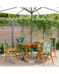 Chaises inclinables de jardin lot de 4 vert tissu bois massif | Mobilier & Déco