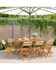 Chaises de jardin pliantes lot de 8 beige bois d'acacia massif | Mobilier & Déco