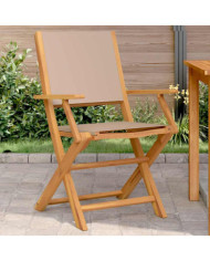 Chaises de jardin lot de 2 taupe bois d'acacia massif et tissu | Mobilier & Déco