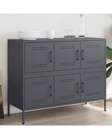 Buffet anthracite 100,5x39x79 cm acier | Mobilier & Déco