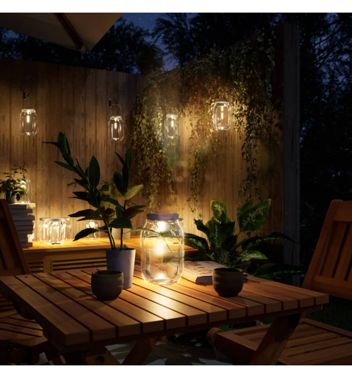 Lampe solaire en verre d'extérieur 12 pcs blanc chaud | Mobilier & Déco