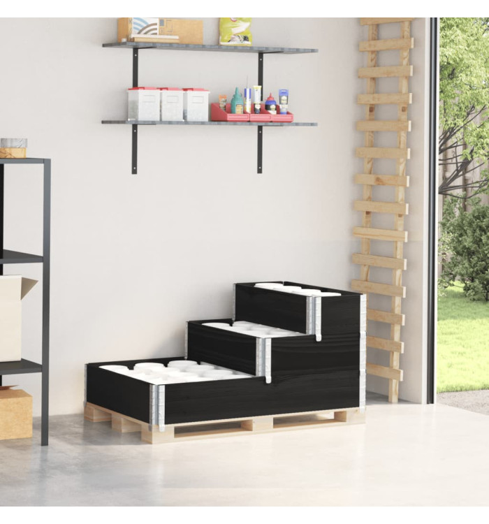Lit surélevé à 3 niveaux noir 120x80 cm bois de pin massif | Mobilier & Déco