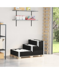 Lit surélevé à 3 niveaux noir 120x80 cm bois de pin massif | Mobilier & Déco