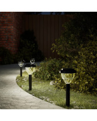 Lampes solaires d'allées et piquets de sol 4pcs blanc chaud RVB | Mobilier & Déco