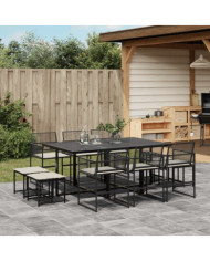 Ensemble à manger de jardin 11 pcs coussins noir résine tressée | Mobilier & Déco