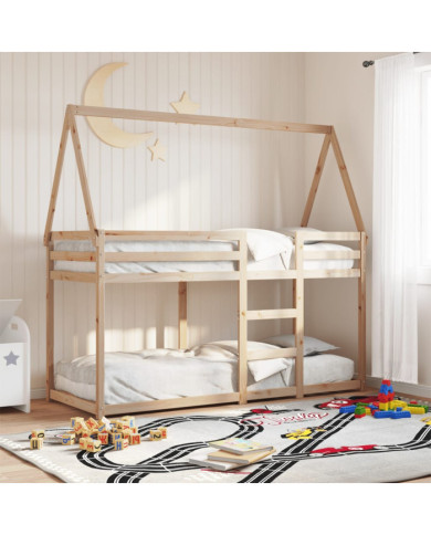 Lit superposé sans matelas 90x200 cm bois de pin massif | Mobilier & Déco