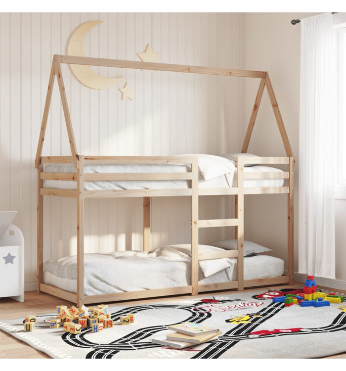 Lit superposé sans matelas 90x200 cm bois de pin massif | Mobilier & Déco