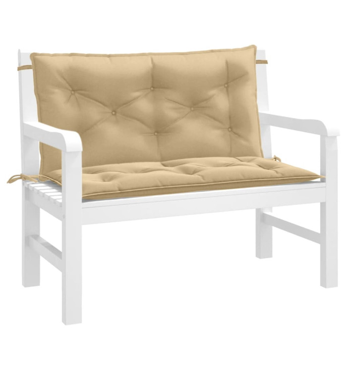 Coussins de banc de jardin lot de 2 beige mélangé tissu | Mobilier & Déco