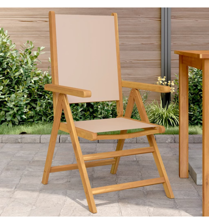 Chaises de jardin lot de 2 taupe bois d'acacia massif et tissu | Mobilier & Déco
