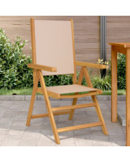 Chaises de jardin lot de 2 taupe bois d'acacia massif et tissu | Mobilier & Déco
