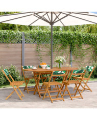 Chaises de jardin pliantes lot de 6 vert tissu et bois massif | Mobilier & Déco