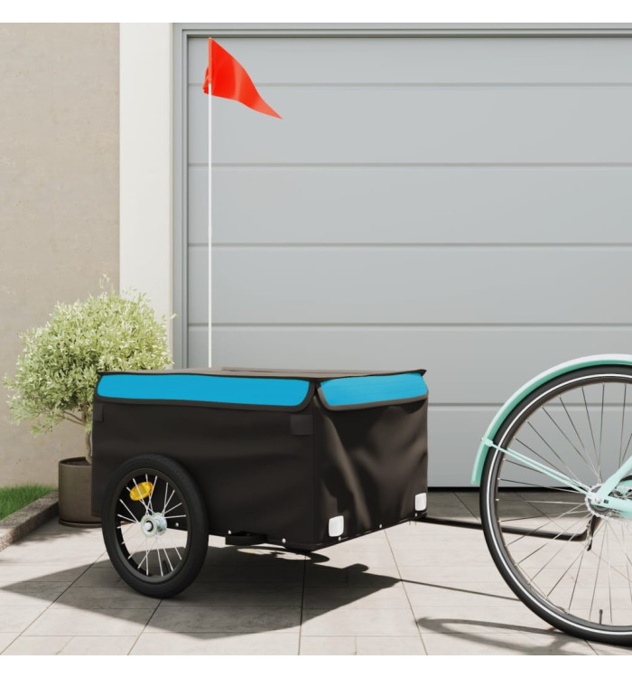 Remorque de vélo noir et bleu 45 kg fer | Mobilier & Déco