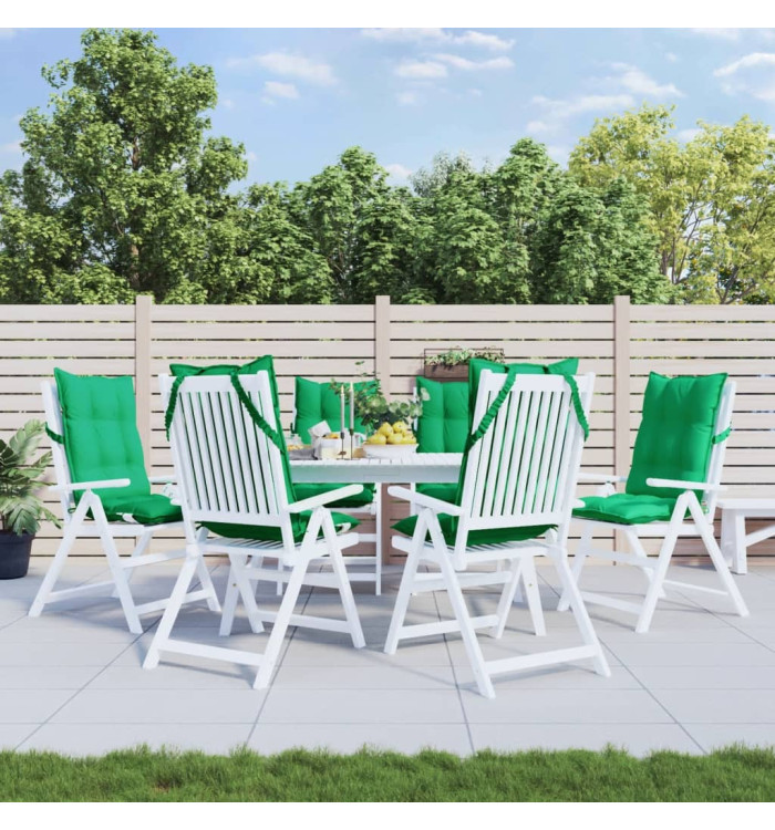 Coussins de chaise à dossier haut lot de 6 vert tissu oxford | Mobilier & Déco