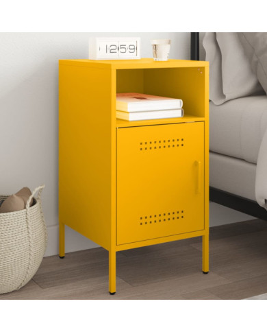 Table de chevet jaune moutarde 36x39x68 cm acier | Mobilier & Déco