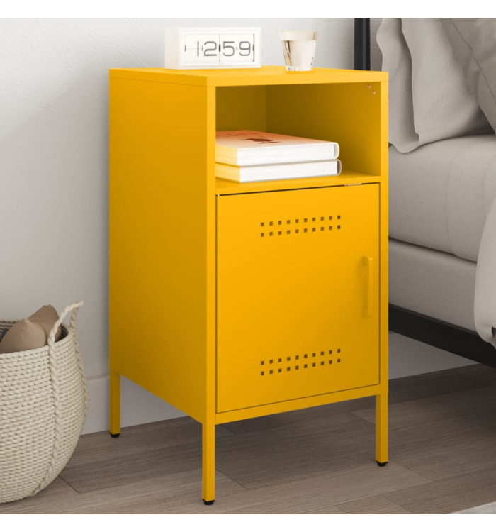 Table de chevet jaune moutarde 36x39x68 cm acier | Mobilier & Déco