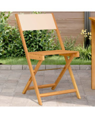 Chaises de bistrot lot de 2 beige bois d'acacia massif et tissu | Mobilier & Déco