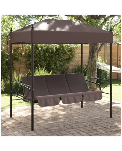 Balancelle de jardin avec auvent marron café acier | Mobilier & Déco
