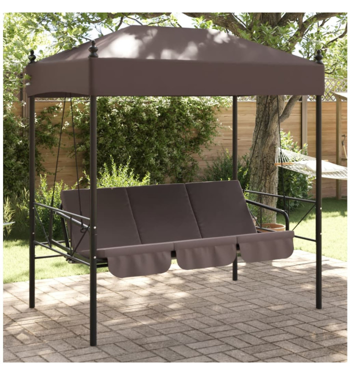 Balancelle de jardin avec auvent marron café acier | Mobilier & Déco