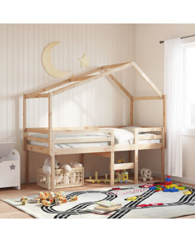 Lit haut sans matelas 90x190 cm bois de pin massif | Mobilier & Déco