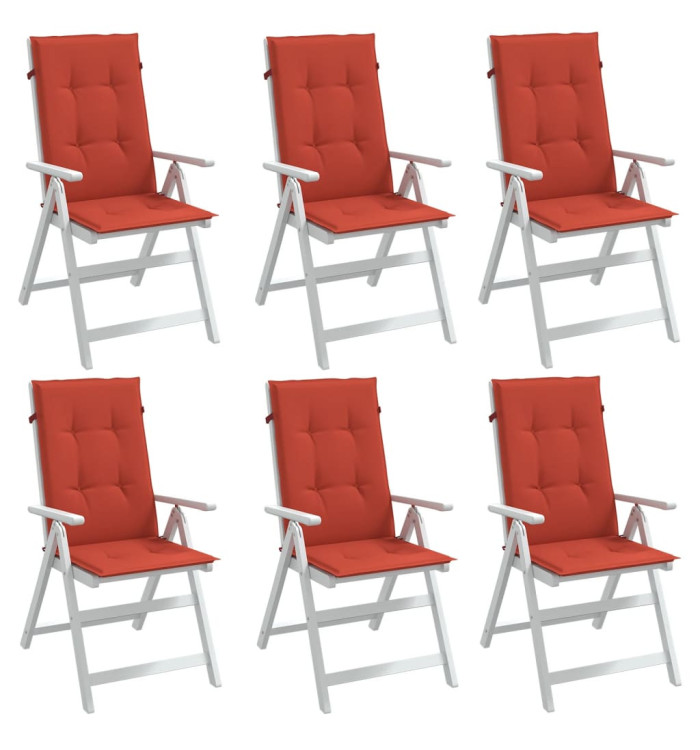 Coussins de chaise à dossier haut lot de 6 rouge mélangé tissu | Mobilier & Déco