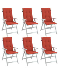 Coussins de chaise à dossier haut lot de 6 rouge mélangé tissu | Mobilier & Déco