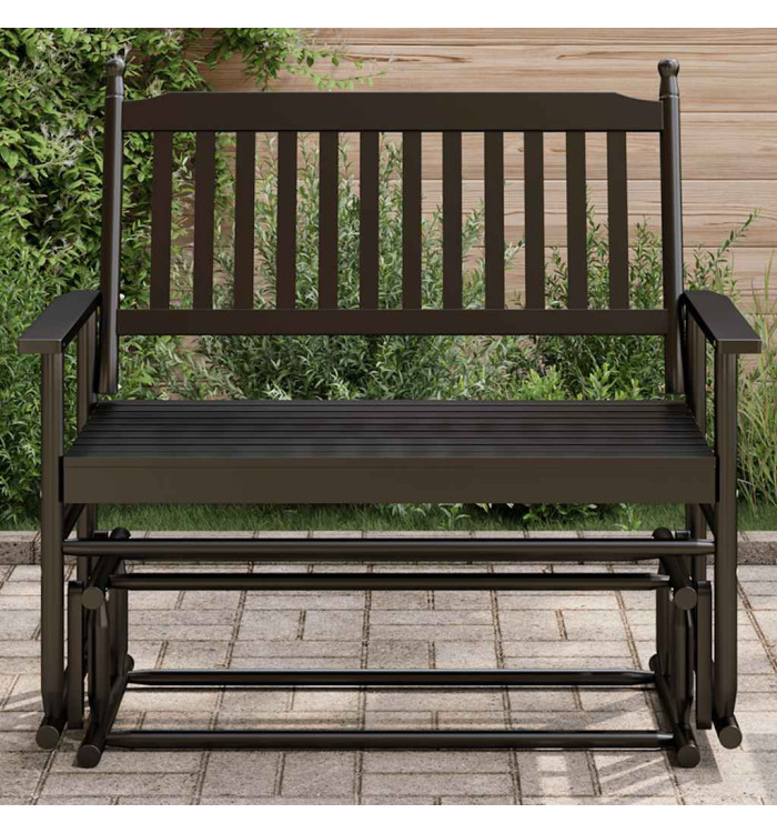 Banc balancelle noir 118x70x104,5 cm bois massif de peuplier | Mobilier & Déco