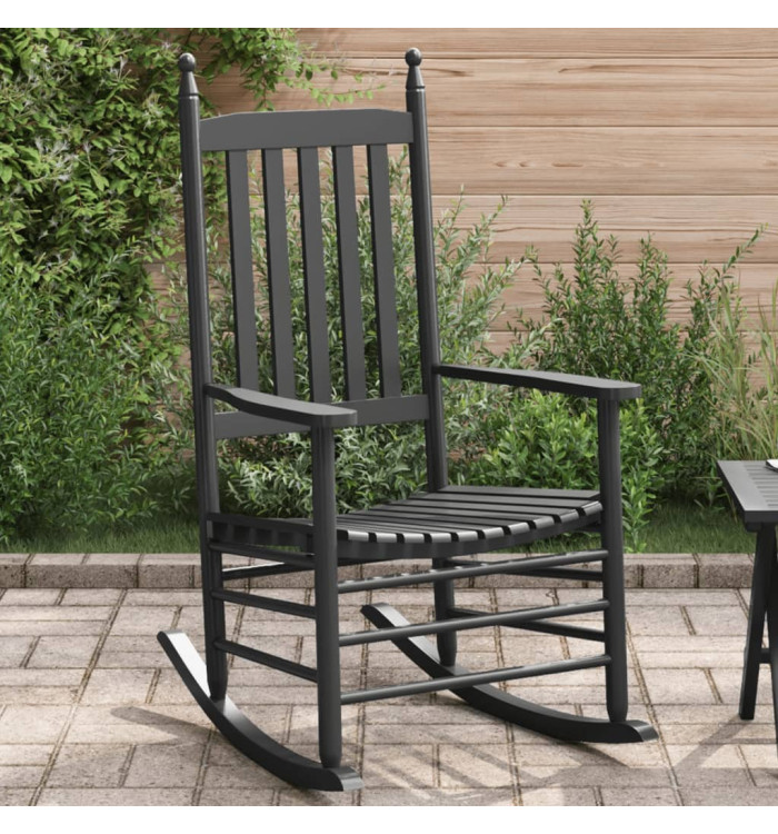 Chaise à bascule avec siège incurvé noir peuplier massif | Mobilier & Déco