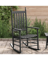 Chaise à bascule avec siège incurvé noir peuplier massif | Mobilier & Déco