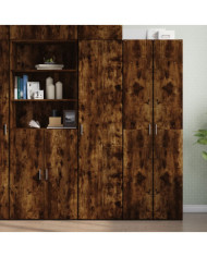 Buffet haut chêne fumé 45x42,5x185 cm bois d'ingénierie | Mobilier & Déco