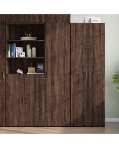 Buffet haut chêne marron 45x42,5x185 cm bois d'ingénierie | Mobilier & Déco
