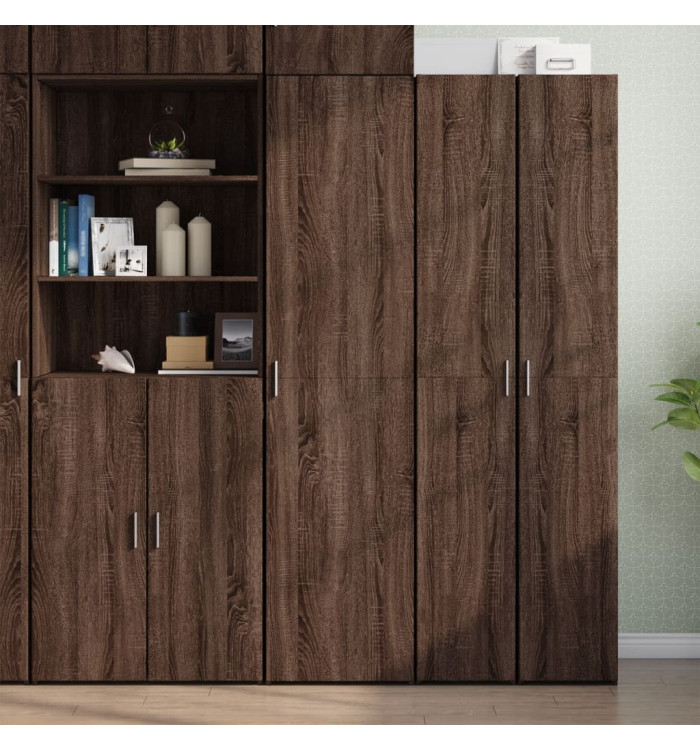 Buffet haut chêne marron 45x42,5x185 cm bois d'ingénierie | Mobilier & Déco