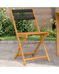 Chaises de bistrot lot de 2 noir bois d'acacia et corde | Mobilier & Déco