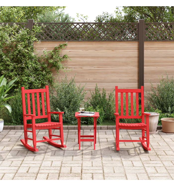 Chaises à bascule enfants lot de 2 rouge bois peuplier massif | Mobilier & Déco
