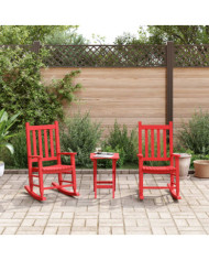 Chaises à bascule enfants lot de 2 rouge bois peuplier massif | Mobilier & Déco