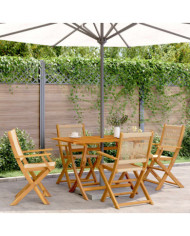 Chaises de jardin pliantes lot de 4 beige bois d'acacia massif | Mobilier & Déco