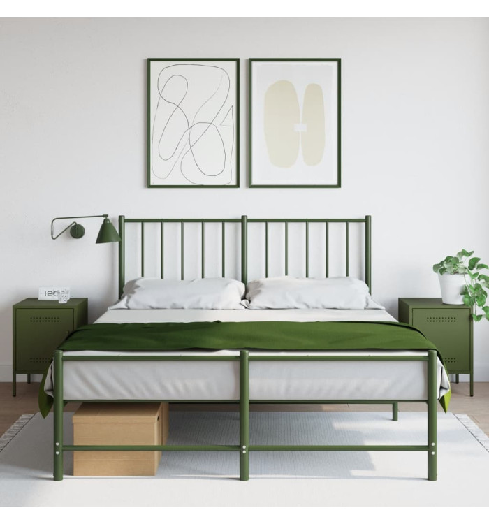Tables de chevet 2 pcs vert olive 36x39x50,5 cm acier | Mobilier & Déco