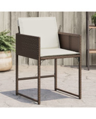 Chaises de jardin avec coussins lot de 4 marron résine tressée | Mobilier & Déco