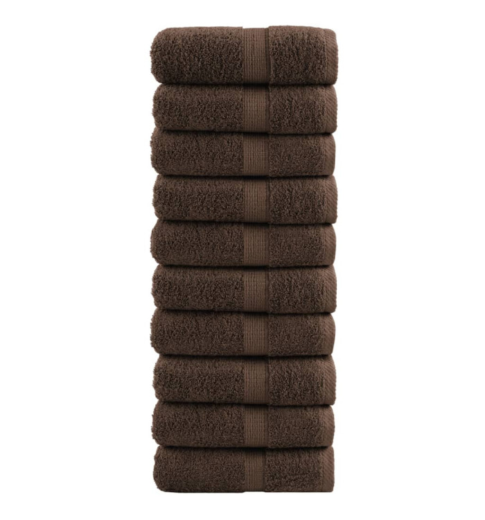 Serviettes de visage de qualité supérieure SOLUND 10 pcs marron | Mobilier & Déco