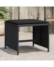Tabourets de jardin avec coussins 4 pcs noir 40x40x35 cm rotin | Mobilier & Déco