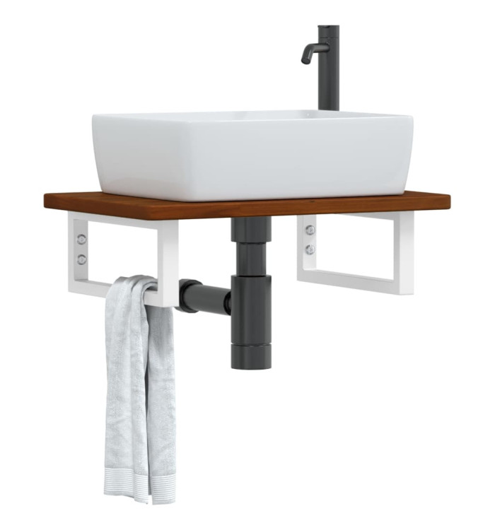 Étagère de vasque murale acier et bois de chêne massif | Mobilier & Déco