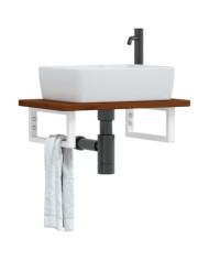Étagère de vasque murale acier et bois de chêne massif | Mobilier & Déco