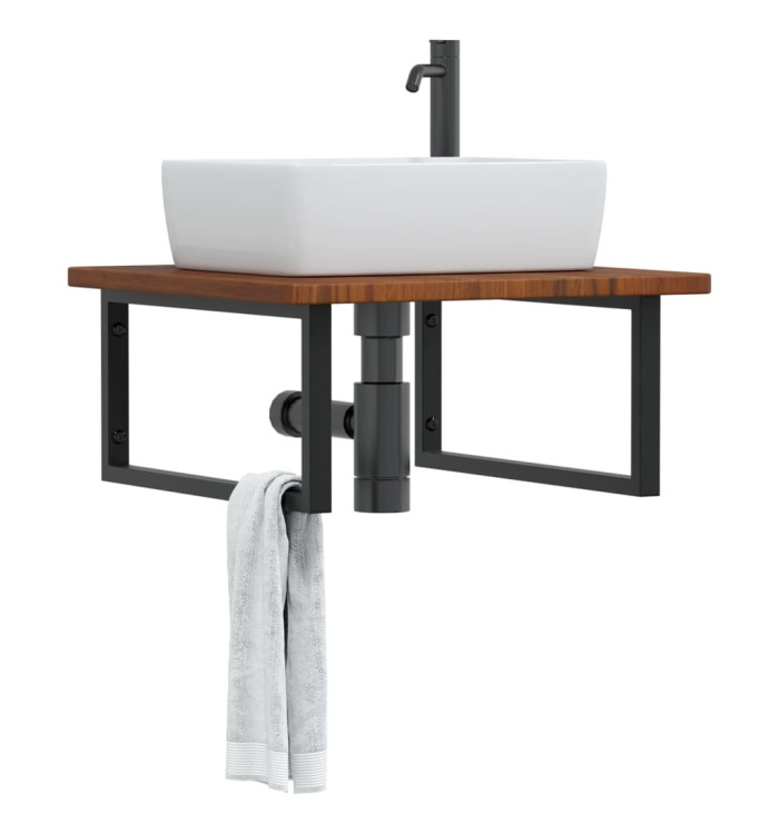 Étagère de vasque murale acier et bois de chêne massif | Mobilier & Déco